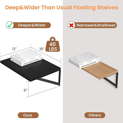 Heimlove Black Deep Floating Shelves - Image 3