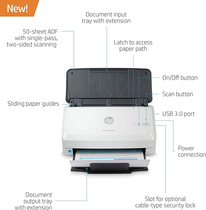 HP ScanJet Pro 2000 s2 35ppm USB 3.0 Color Duplex Scanner - Image 2