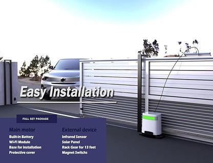 Blütezeit 1400lb Sliding Gate Opener, Solar Power | WiFi Control | Built-in - Image 8