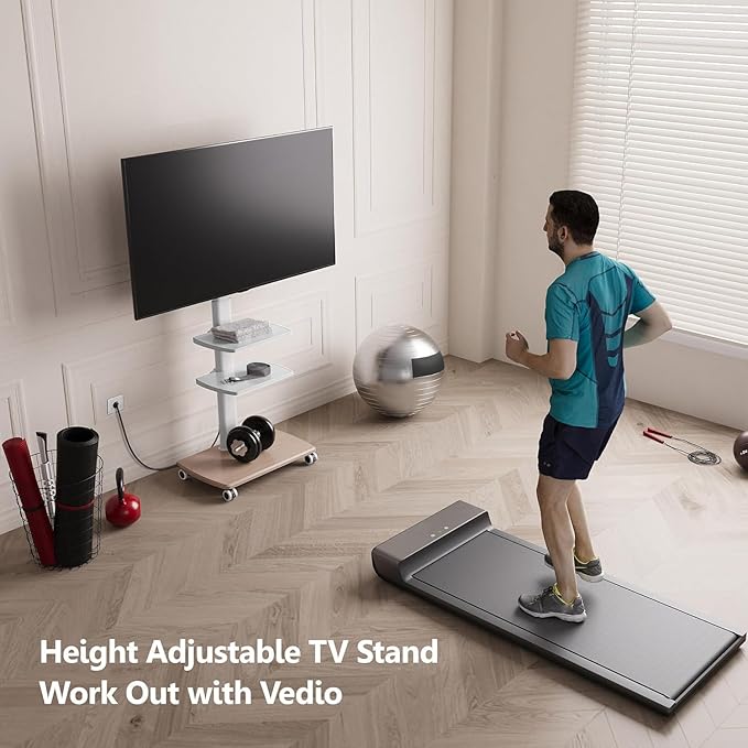 FITUEYES Rolling TV Stand with Power Outlets, Swivel Portable TV Stand - Image 3