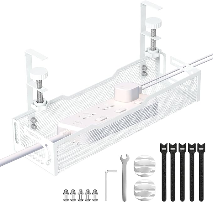 Under Desk Cable Management Tray, No Drill Mesh Desk Cable Tray, Wire by Unknown