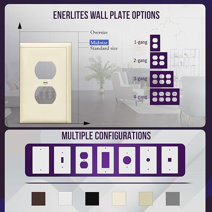 ENERLITES Duplex Receptacle Outlet Wall Plate, Gloss Finish, Midway Size 1-Gang - Image 5