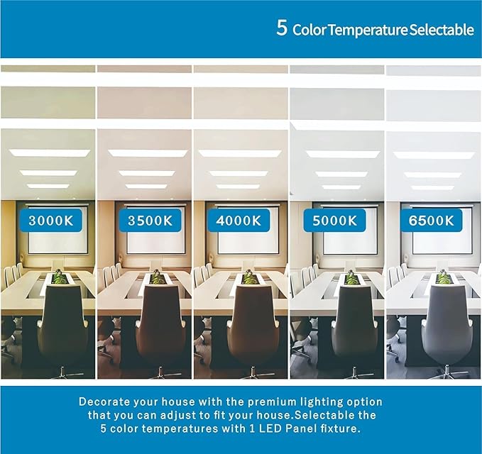 2x4 FT LED Light Flat Panel, 5 CCT 3K | 3.5K | 4K | 5K | 6.5K, Dimmable - Image 2