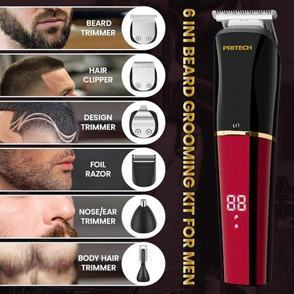 PRITECH Beard Trimmer for Men, 6 in 1 Hair Clippers Kit, Precision Cordless - Image 3
