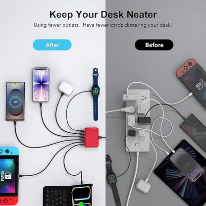 USB C Fast Charger 100W GaN 6 Port Type USB C Charging Station Hub Block Wall - Image 4