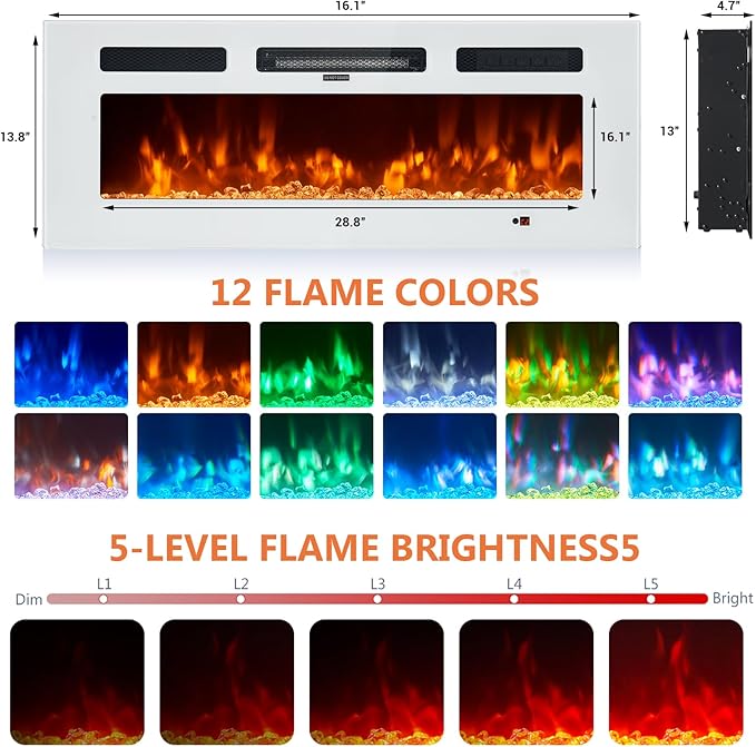 Fireplace TV Stand with 36” Electric Fireplace, 80” 2 Tier TV Console Stand - Image 4