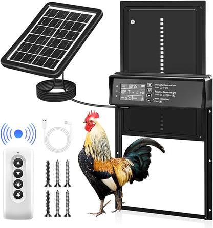 Sakerplus Automatic Chicken Coop Door Solar Powered, Automatic Chicken Door by SakerPlus