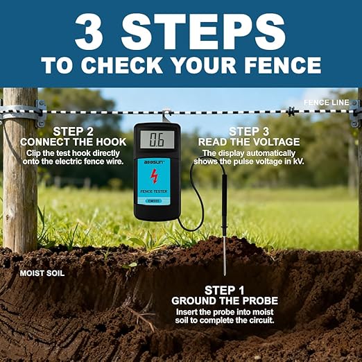 allsun Digital Electric Fence Voltage Tester and Fault Farm Finder, Fence - Image 5