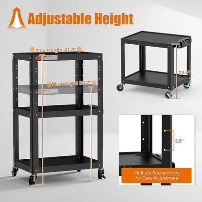 3 Shelf Metal Utility Cart - Image 4