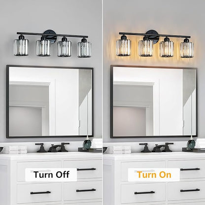 FDPBY Modern 4 Light Crystal Vanity Light, Plating Black Vertical Bathroom - Image 6