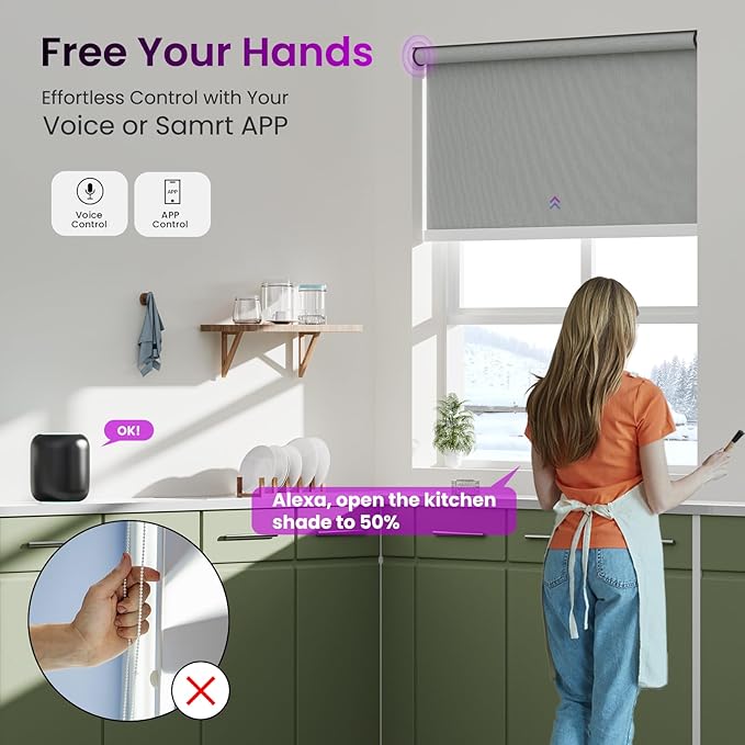 Astomi Motorized Roller Shades for Windows, Effortless Remote & Voice Control - Image 2