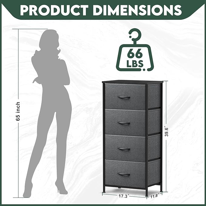 4 Fabric Drawer Dresser for Bedroom, Chest of Drawers - Image 3