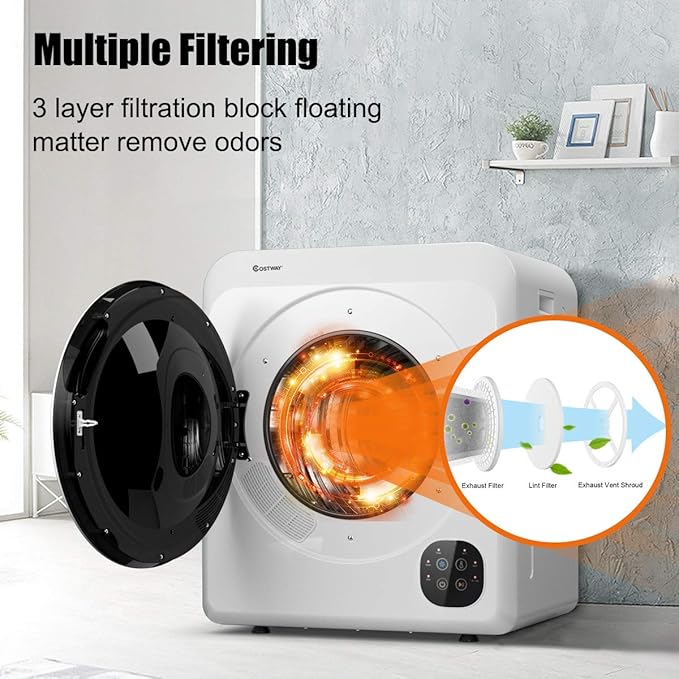 COSTWAY 1700W Electric Portable Clothes Dryer, 13.2 lbs Capacity Front Load - Image 8