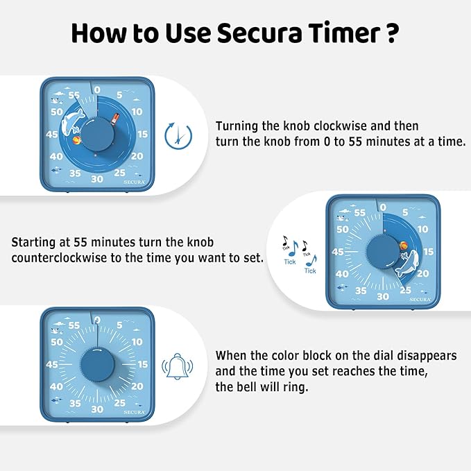 Secura 7.5-Inch Animal Pattern Visual Timer - Image 3