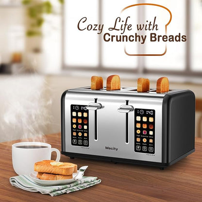 Mecity 4 Slice Toaster with Touch Screen Control, 4 Wide Slots, Stainless Steel - Image 7