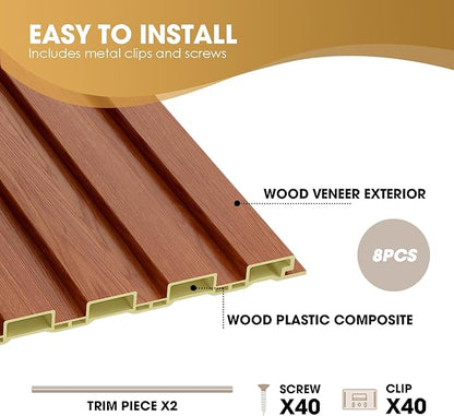 OUZUGIE WPC Acoustic Slat Wall Paneling, Living Room, TV Background, Study Room - Image 4