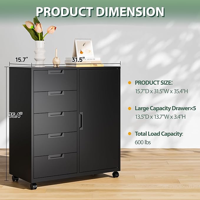 MIIIKO 5 Drawer Storage Cabinet - Image 3