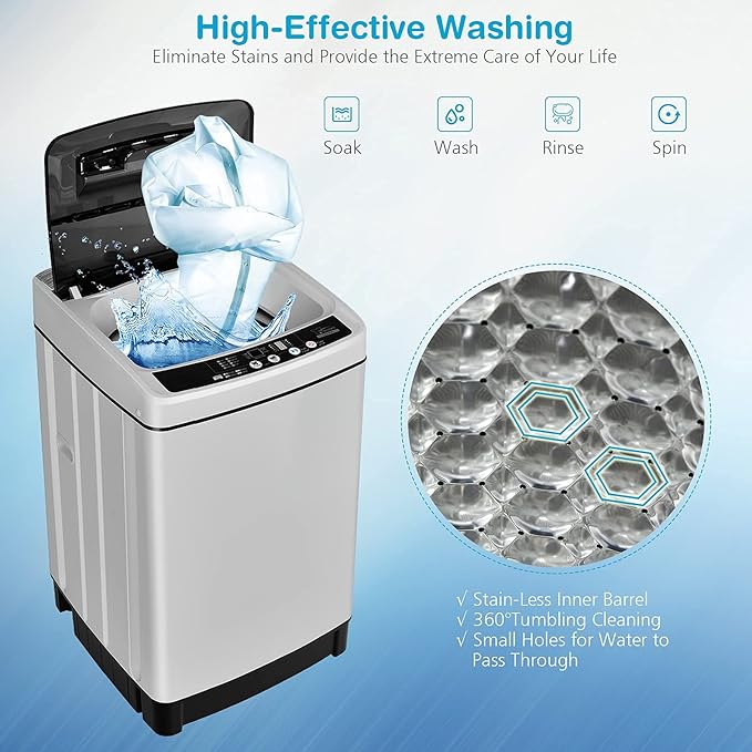 Giantex Full Automatic Washing Machine, 2 in 1 Portable Laundry Washer 1.5Cu.Ft - Image 5