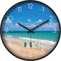 Modern Wall Clocks with Calendar and Date Ocean Wave Sea Beach Digital Clock by SCOAGE