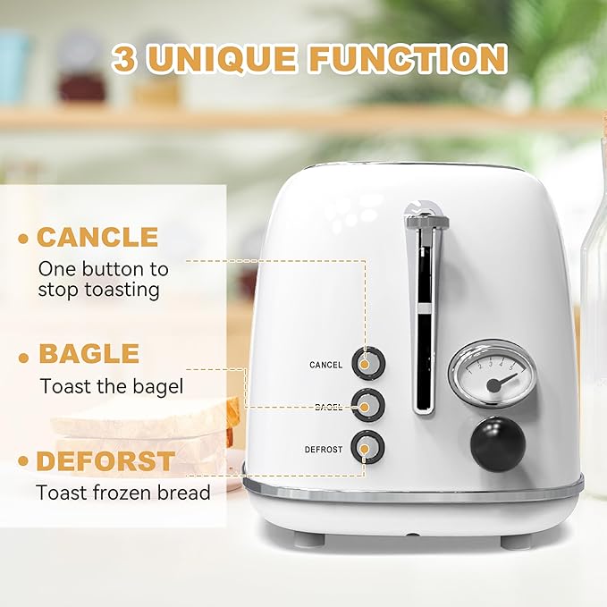 Toaster 2 slice, Retro Stainless Steel Toaster - Image 4