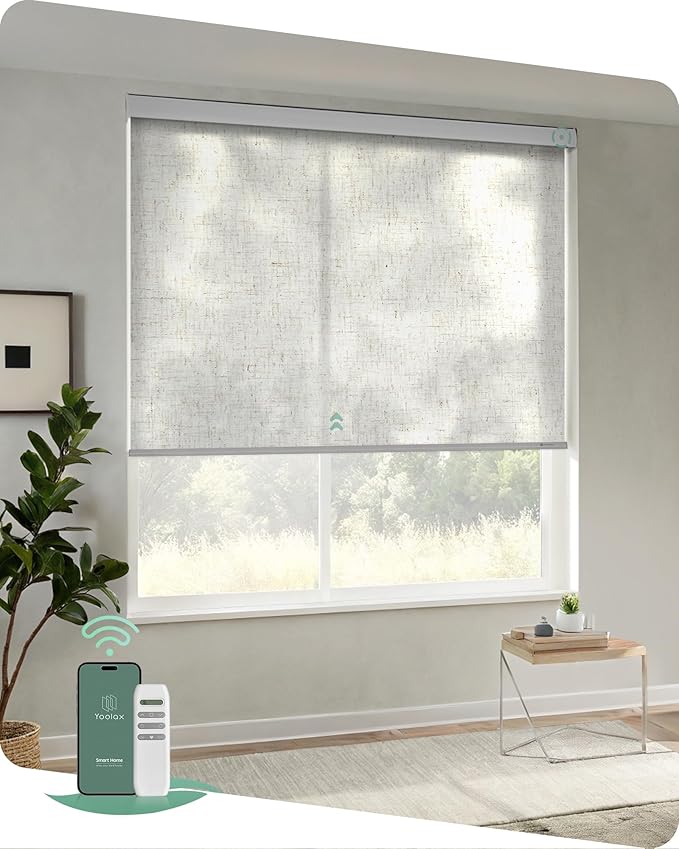 Yoolax Motorized Blinds with Remote, Light Filtering Remote Shades by Yoolax