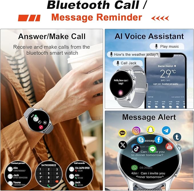 Smart Watch for Men Women Fitness: Make Answer Call Running Digital Mens - Image 2