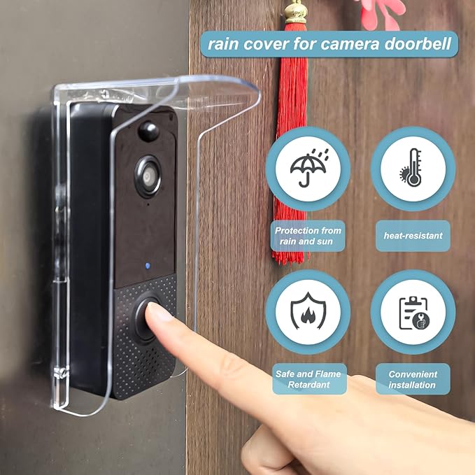 PC Transparent Plastic Protector Cover, Camera Doorbell Cover, Doorbell Rain - Image 3