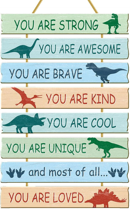 Rutiyoka Dinosaur Room Decor for Boys Bedroom Wall Dino Inspirational Art Kids Wood Decorations Little Boy Nursery Toddler Sign