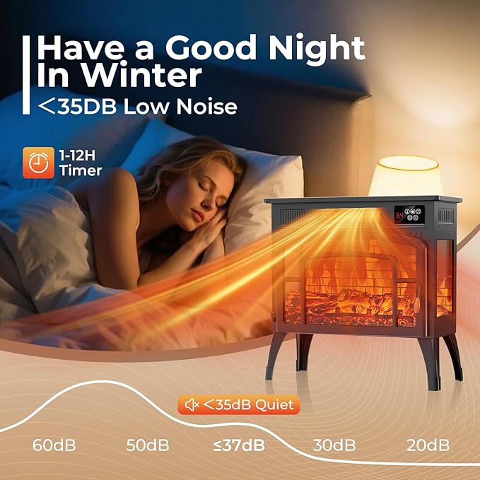 BREEZEHEAT 23" Electric Fireplace Stove - Image 4