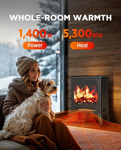 Silonn Electric Fireplace Heater, Quick Heating Portable Low Noise Fireplace - Image 2