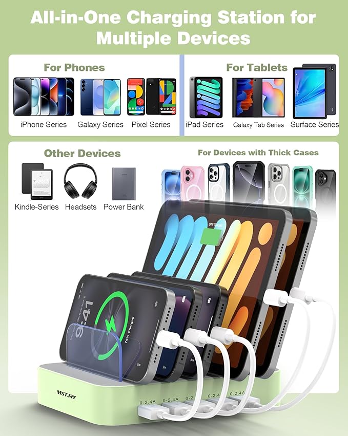 MSTJRY Charging Station for Multiple Devices : 5 Port Multi USB-A Charger - Image 5