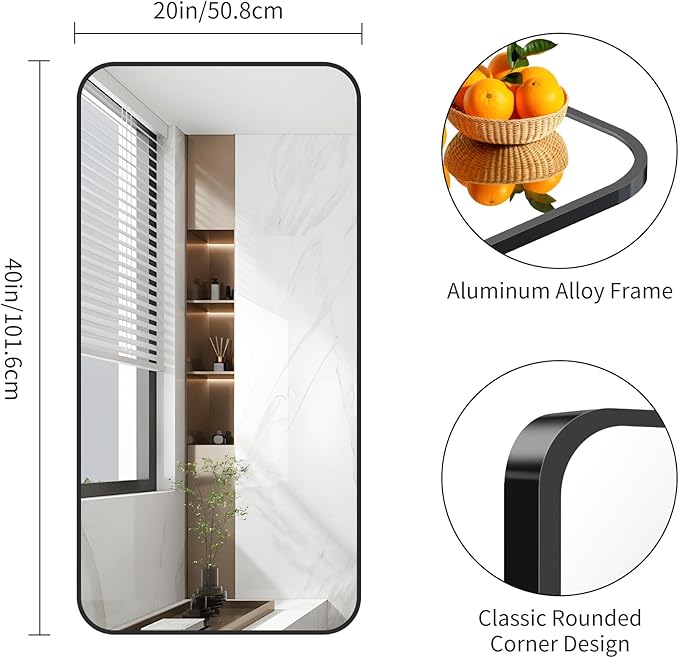 FORBATH Bathroom Mirror 20" x 40", Rectangle Black Bathroom Mirror - Image 6