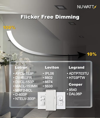 NUWATT 12 Pack 4 Inch Square Ultra-Thin LED Recessed Lighting, Selectable - Image 8