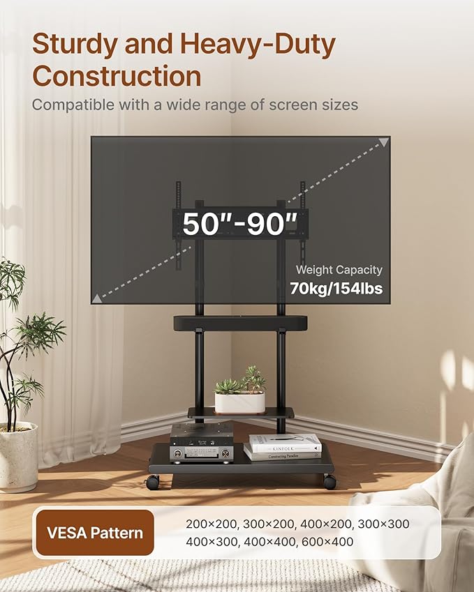 ECOTINY Steel Base Rolling TV Stand - Image 4