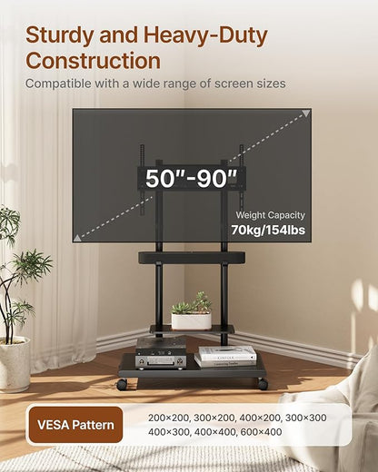 ECOTINY Steel Base Rolling TV Stand - Image 4