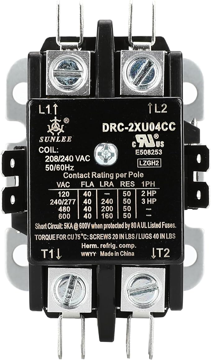 SunLee 2 Pole 40 Amp 208/240Vac Coil UL Recognized A2L Compliant Definite - Image 3