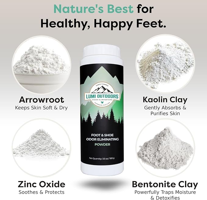 Lumi Outdoors Natural Shoe Deodorizer Spray and Foot Powder Bundle - Image 6
