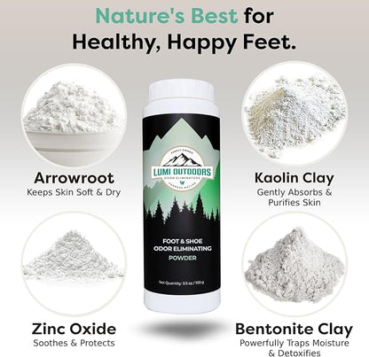 Lumi Outdoors Natural Shoe Deodorizer Spray and Foot Powder Bundle - Image 6
