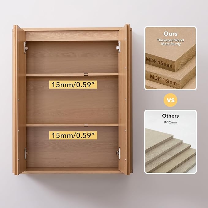 Wall Mounted Storage Cabinet, 2-Door Bathroom Medicine Cabinet - Image 6