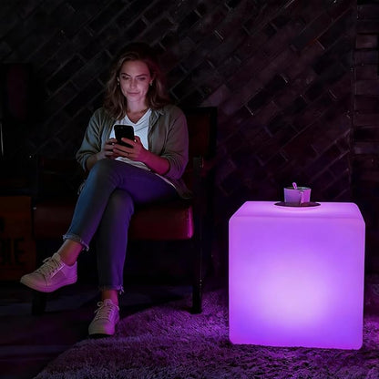 LOFTEK 20-inch LED Lighted Cube Table, Large Cube Chair Light, 16 RGB Colors - Image 2