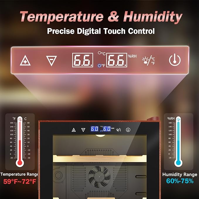Electric Humidor with Leather-50L Cooling & Heating Humidor, Smart Touch - Image 2