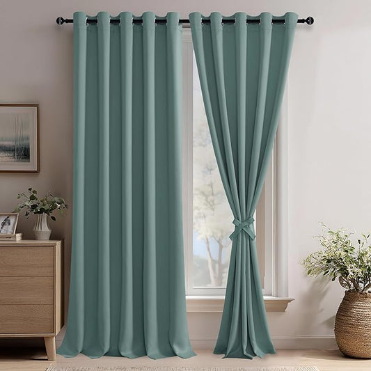 JIUZHEN Stone Blue Blackout Curtains by JIUZHEN
