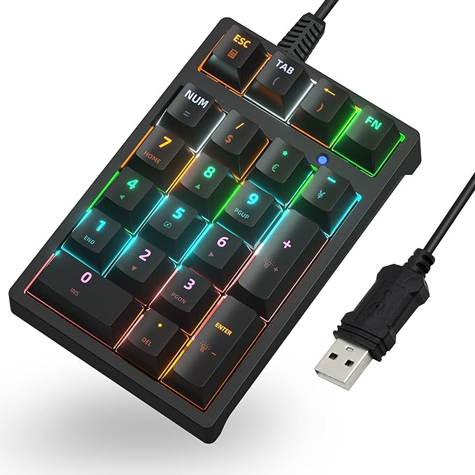 Number Pad, Mechanical USB Wired Numeric Keypad - Image 8