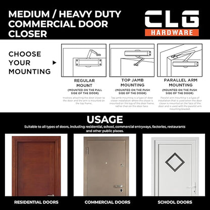 CLG HARDWARE Medium/Heavy Duty Commercial Door Closer DC7016 - Image 2