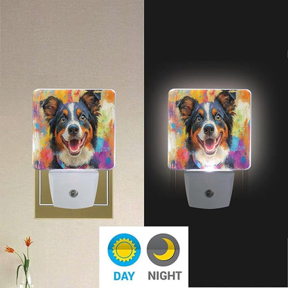 Pigsaly Led Night Light Colorful Australian Shepherds Dog Night Light Plug in - Image 5