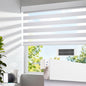 No Drill Electric Motorized Zebra Blinds, White 35" W x 72" H | No-drill quick install, 50%-75% blackout, solar panel included, Alexa & Google voice control, with Remote