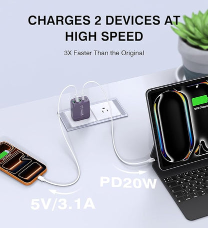 60W 2-Pack USB C Wall Charger Block, 5-Port C Charger Fast Charging Block PD - Image 7