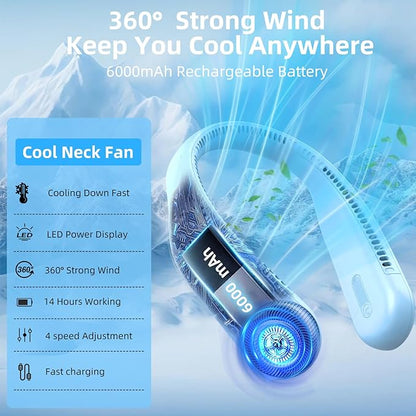 Kinhowly Portable Neck Fan, Hands Free Personal Wearable Bladeless Fan - Image 8