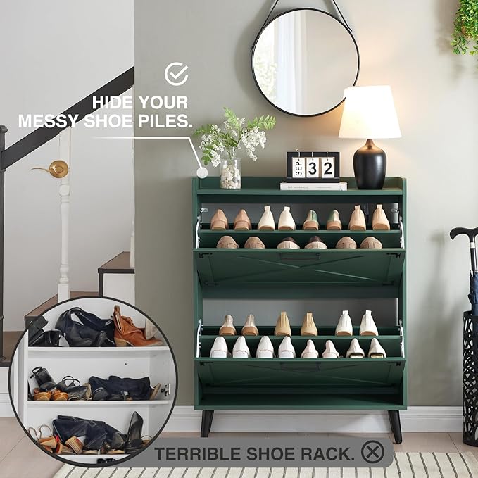 Shoe Storage Cabinet, Farmhouse Shoe Organizer - Image 3