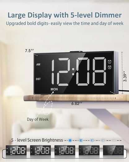 Alarm Clock for Bedroom Heavy Sleepers, Dual Alarms, Weekday/Weekend/Everyday - Image 2